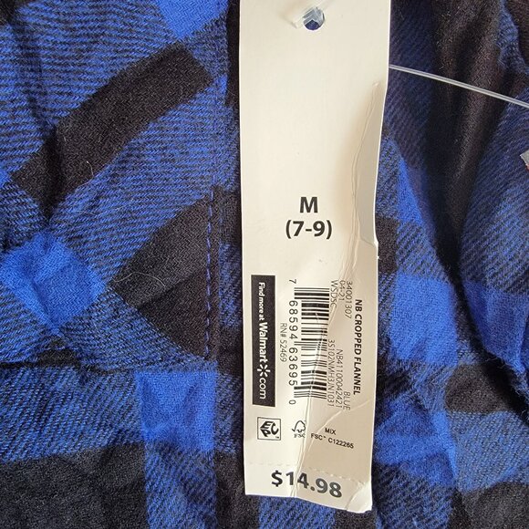 NOBO NO Boundaries Blue/Black Flannel Button Down Hoodie w Fleece Lining - Picture 8 of 9